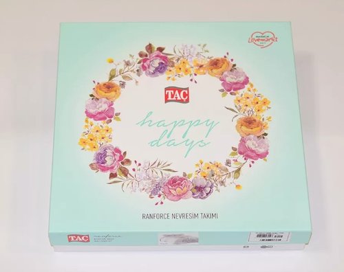Постельное белье TAC HAPPY DAYS CHARMIAN хлопковый ранфорс белый+пудра 1,5 спальный, фото, фотография