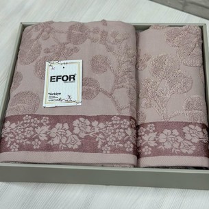 Подарочный набор полотенец для ванной 50х90, 70х140 Efor ROZALINA хлопковая махра бордовый