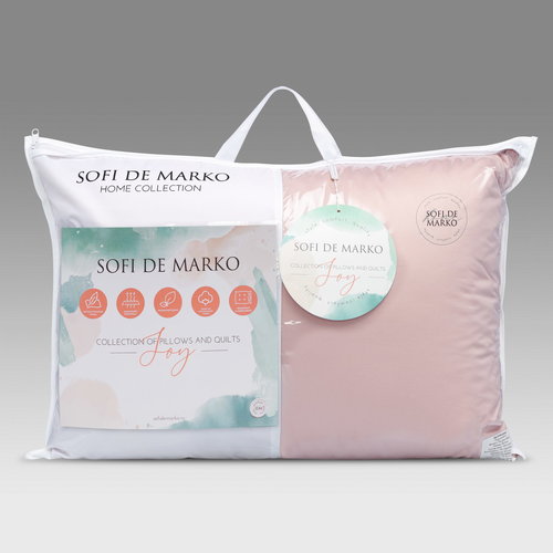 Подушка Sofi De Marko JOY искусственный пух+шёлк/хлопок пепельная роза 70х70, фото, фотография
