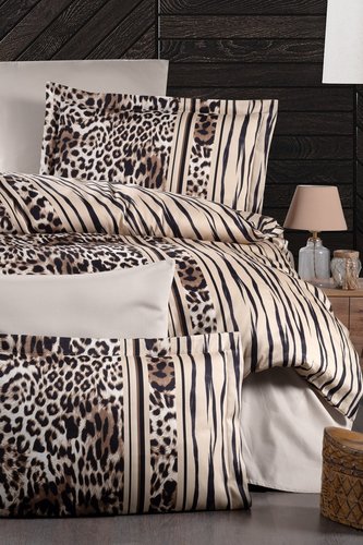 Постельное белье DO&CO LEOPARD хлопковый сатин делюкс коричневый евро, фото, фотография