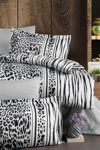 Постельное белье DO&CO LEOPARD хлопковый сатин делюкс чёрный евро, фото, фотография