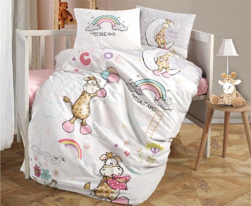 Постельное белье для новорожденных Clasy SLEEP TIME хлопковый ранфорс розовый, фото, фотография