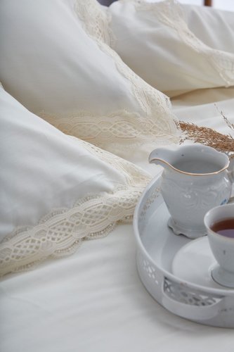 Постельное белье Grazie Home ASEL хлопковый сатин делюкс кремовый евро, фото, фотография
