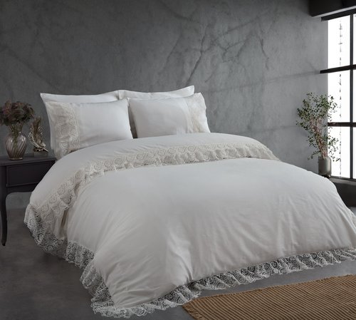 Постельное белье Grazie Home ENZA хлопковый сатин делюкс кремовый евро, фото, фотография
