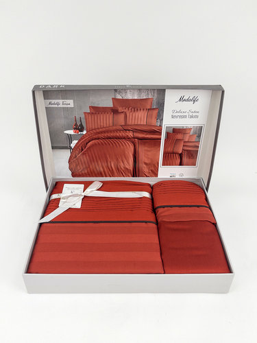 Постельное белье First Choice MODALIFE хлопковый сатин делюкс cinnamon евро, фото, фотография
