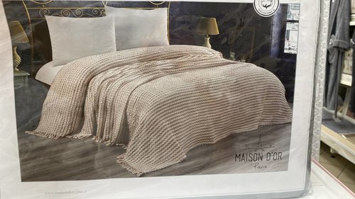 Покрывало пике Maison Dor MELODIE хлопок бежевый 240х260, фото, фотография