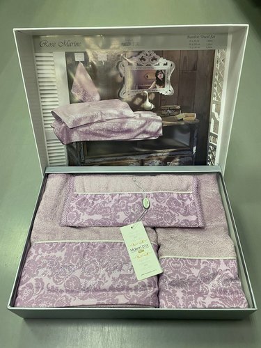 Набор полотенец для ванной 3 пр. Maison Dor ROSE MARINE хлопковая/бамбуковая махра фиолетовый, фото, фотография