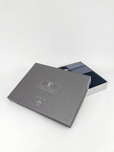 Постельное белье First Choice SERENITY хлопковый сатин делюкс dark grey & navy blue евро, фото, фотография