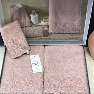 Набор полотенец для ванной 3 пр. Maison Dor NEW TRENDY хлопковая/бамбуковая махра грязно-розовый