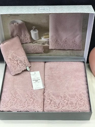Набор полотенец для ванной 3 пр. Maison Dor NEW TRENDY хлопковая/бамбуковая махра грязно-розовый, фото, фотография