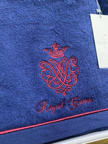 Набор полотенец для ванной 3 пр. Maison Dor ROYAL CROWN хлопковая махра синий, фото, фотография