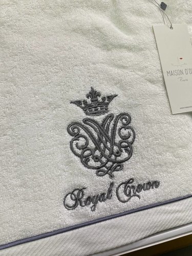 Набор полотенец для ванной 3 пр. Maison Dor ROYAL CROWN хлопковая махра белый, фото, фотография