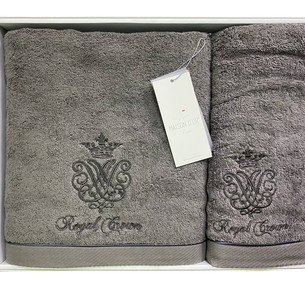 Набор полотенец для ванной 3 пр. Maison Dor ROYAL CROWN хлопковая махра антрацит