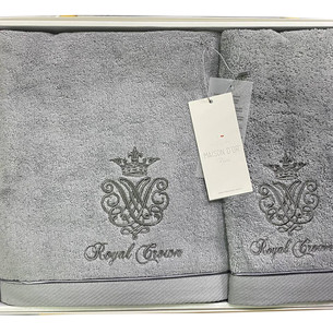 Набор полотенец для ванной 3 пр. Maison Dor ROYAL CROWN хлопковая махра серый