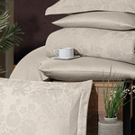 Постельное белье First Choice HERRA хлопковый сатин-жаккард cappuccino евро, фото, фотография