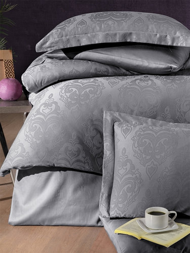 Постельное белье First Choice SOFYA хлопковый сатин-жаккард quick silver евро, фото, фотография