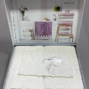 Набор полотенец для ванной 3 пр. Maison Dor JASMIN хлопковая/бамбуковая махра кремовый