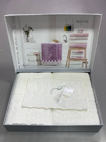 Набор полотенец для ванной 3 пр. Maison Dor JASMIN хлопковая/бамбуковая махра кремовый, фото, фотография