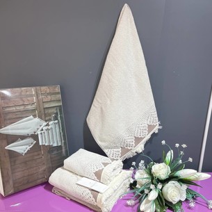 Набор полотенец для ванной 3 пр. Maison Dor JACQUARD NATURALLE хлопковая махра кремовый/бежевый