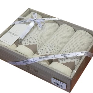 Подарочный набор полотенец-салфеток 40х60(4) Maison Dor JACQUARD NATURALLE хлопковая махра кремовый/бежевый