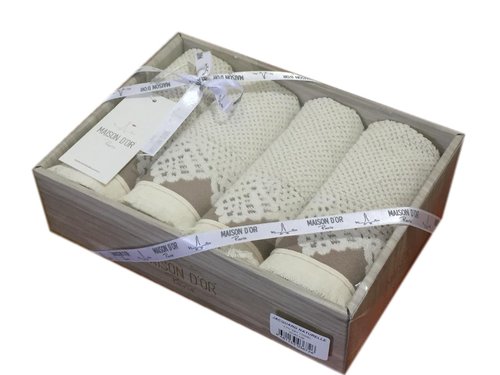 Подарочный набор полотенец-салфеток 40х60(4) Maison Dor JACQUARD NATURALLE хлопковая махра кремовый/бежевый, фото, фотография