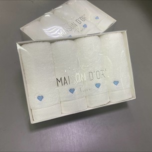 Подарочный набор полотенец-салфеток 30х50(4) Maison Dor SOFT HEARTS хлопковая махра голубой