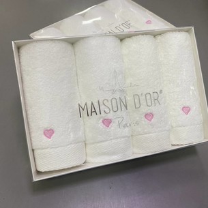 Подарочный набор полотенец-салфеток 30х50(4) Maison Dor SOFT HEARTS хлопковая махра розовый