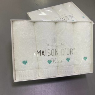 Подарочный набор полотенец-салфеток 30х50(4) Maison Dor SOFT HEARTS хлопковая махра бирюзовый