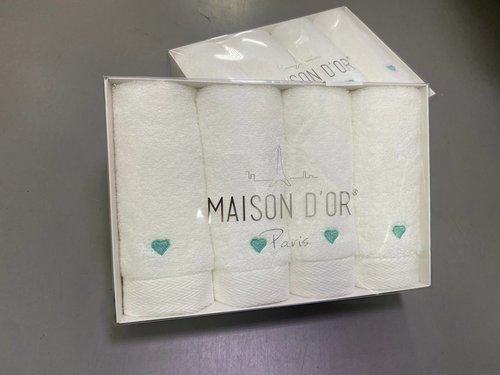 Подарочный набор полотенец-салфеток 30х50(4) Maison Dor SOFT HEARTS хлопковая махра бирюзовый, фото, фотография