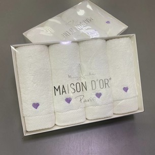 Подарочный набор полотенец-салфеток 30х50(4) Maison Dor SOFT HEARTS хлопковая махра лиловый