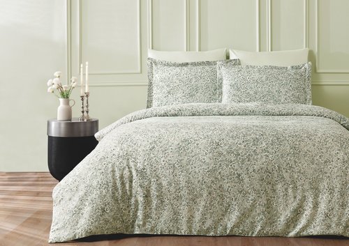 Постельное белье Tivolyo Home MARY хлопковый сатин делюкс зелёный евро, фото, фотография