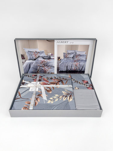 Постельное белье First Choice ALBERT хлопковый сатин grey евро, фото, фотография