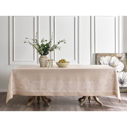 Скатерть прямоугольная Tivolyo Home RETRO полиэстер бежевый 160х280, фото, фотография