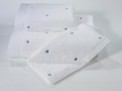 Подарочный набор полотенец-салфеток 30х50 см (3 шт.) Soft Cotton LOVE хлопковая махра голубой, фото, фотография
