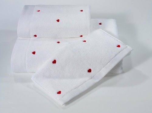 Подарочный набор полотенец-салфеток 30х50 см (3 шт.) Soft Cotton LOVE хлопковая махра красный, фото, фотография