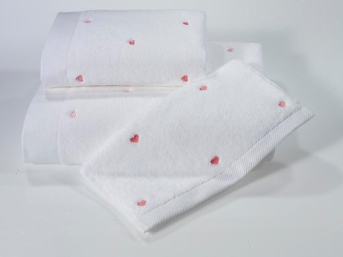 Подарочный набор полотенец-салфеток 30х50 см (3 шт.) Soft Cotton LOVE хлопковая махра розовый, фото, фотография