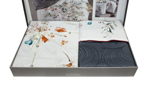 Постельное белье Karven FLORAL хлопковый сатин делюкс grey евро, фото, фотография