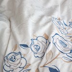Постельное белье Grazie Home SOLIN хлопковый сатин-жаккард делюкс кремовый+голубой евро, фото, фотография
