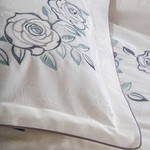 Постельное белье Grazie Home SOLIN хлопковый сатин-жаккард делюкс кремовый+серый евро, фото, фотография
