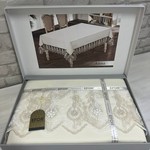 Скатерть прямоугольная Efor ANNA жаккард кремовый 160х220, фото, фотография