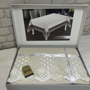 Скатерть прямоугольная Efor ASLI GARDENYA жаккард капучино 160х220