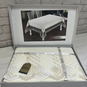 Скатерть прямоугольная Efor ASLI GARDENYA жаккард кремовый 160х300