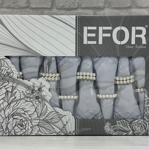 Скатерть прямоугольная с салфетками, кольцами Efor KDK SET жаккард серый 160х350