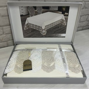 Скатерть прямоугольная Efor DILAN GARDENYA жаккард кремовый 160х300