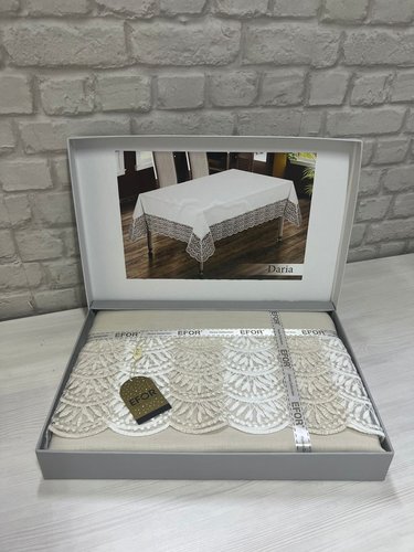 Скатерть прямоугольная Efor DARIA GARDENYA жаккард капучино 160х220, фото, фотография