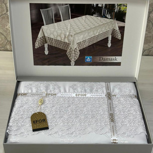 Скатерть прямоугольная Efor DAMASK жаккард белый 160х220