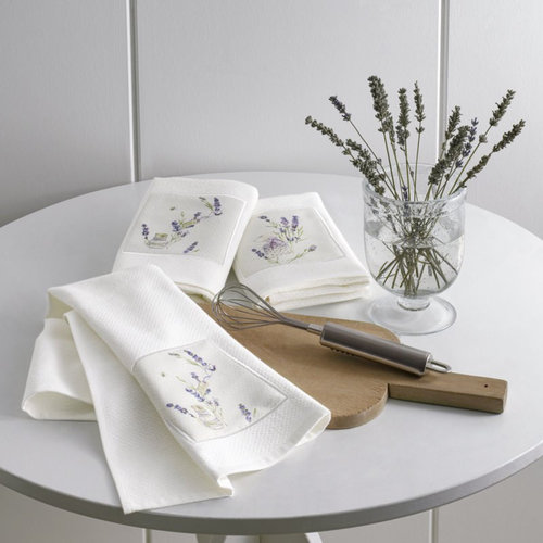 Подарочный набор кухонных полотенец Tivolyo Home LAVANDER TIME хлопковая вафля, фото, фотография