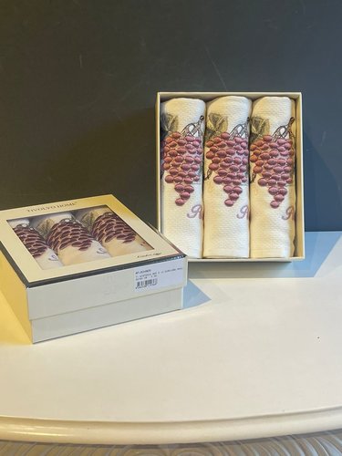 Подарочный набор кухонных полотенец Tivolyo Home WISTERIA фиолетовый хлопковая вафля, фото, фотография