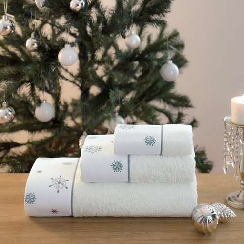 Подарочный набор полотенец для ванной 30х50, 50х100, 75х150 + спрей Tivolyo Home CHRISTMAS хлопковая махра кремовый, фото, фотография