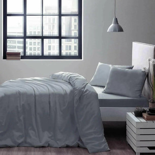 Постельное белье Tivolyo Home BASIC хлопковый сатин делюкс серый семейный